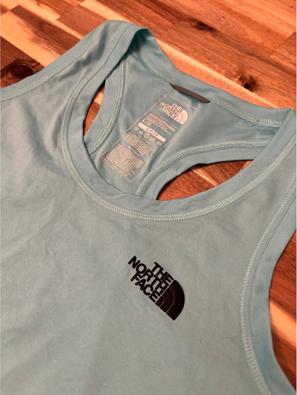 The North Face Women's Slim Fit Light Blue Racerback Tank Top Large